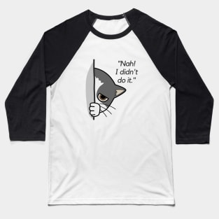 Gray Cat Hiding Baseball T-Shirt